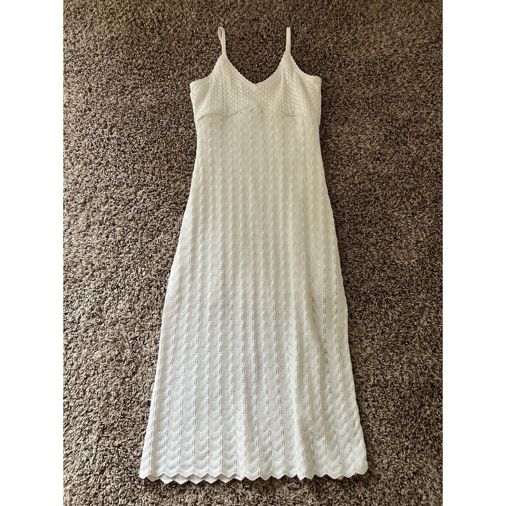 Hollister Knit Midi Dress In White Size Large Boho Hippie